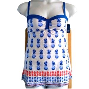 CROWN & IVY PINEAPLE PRINT SWIM DRESS SUIT NWT